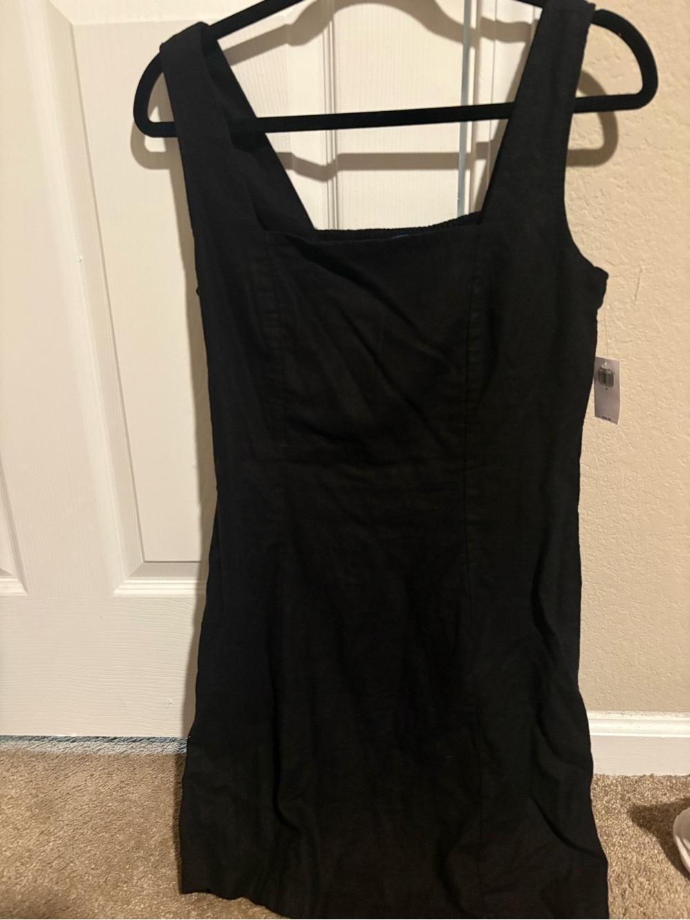 Black linen dress
